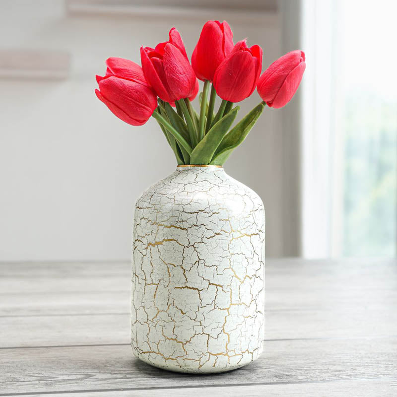 Rena Metal Bud Bottle Flower Vase - Off-white media 7