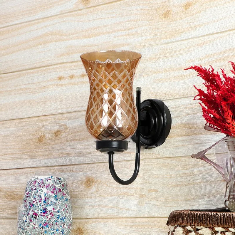 Honey Glow Arched Base Decorative Glass Wall Lamp media 3
