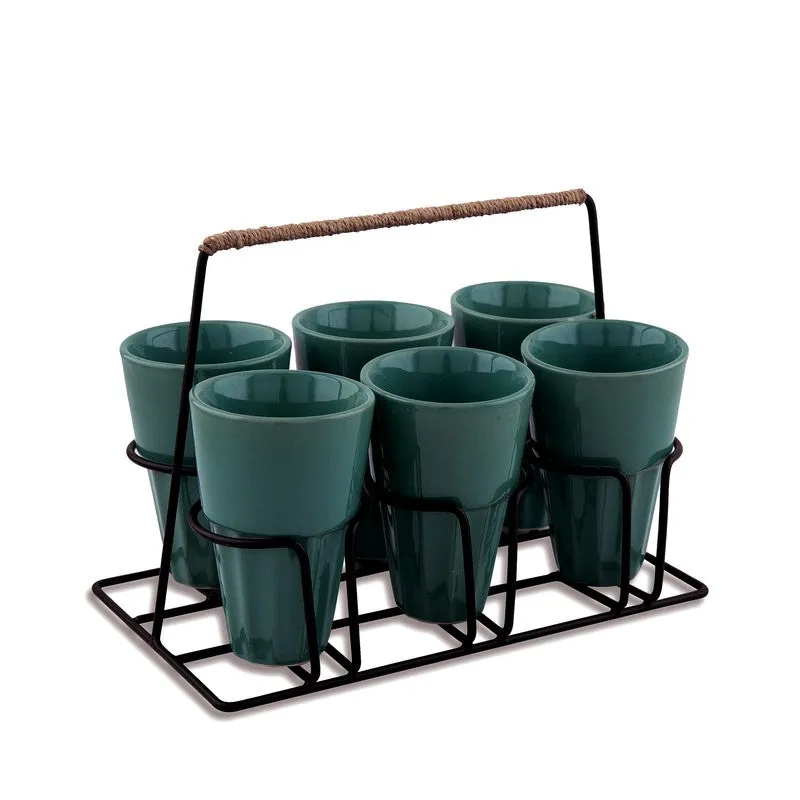 Terra Vibe Kulhad (120 mL,Green) - Seven Piece Set media 3
