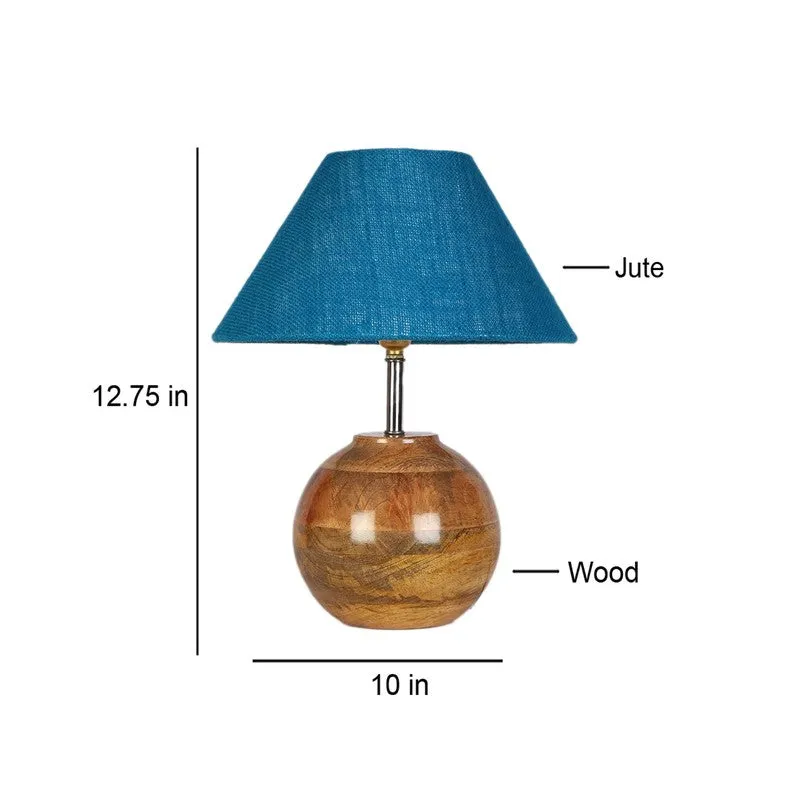 Auryon Jute Table Lamp With Wooden Base - Blue media 6