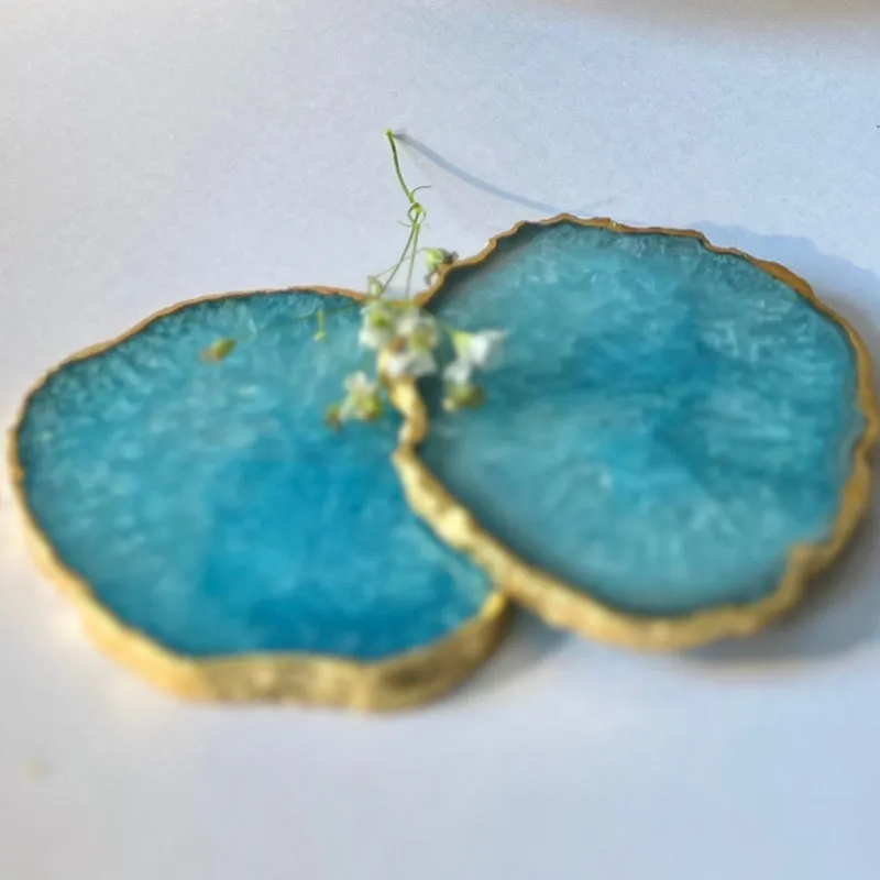 Celeste Handcrafted Crystal Agate Coaster (Turquoise) - Set Of Two media 4