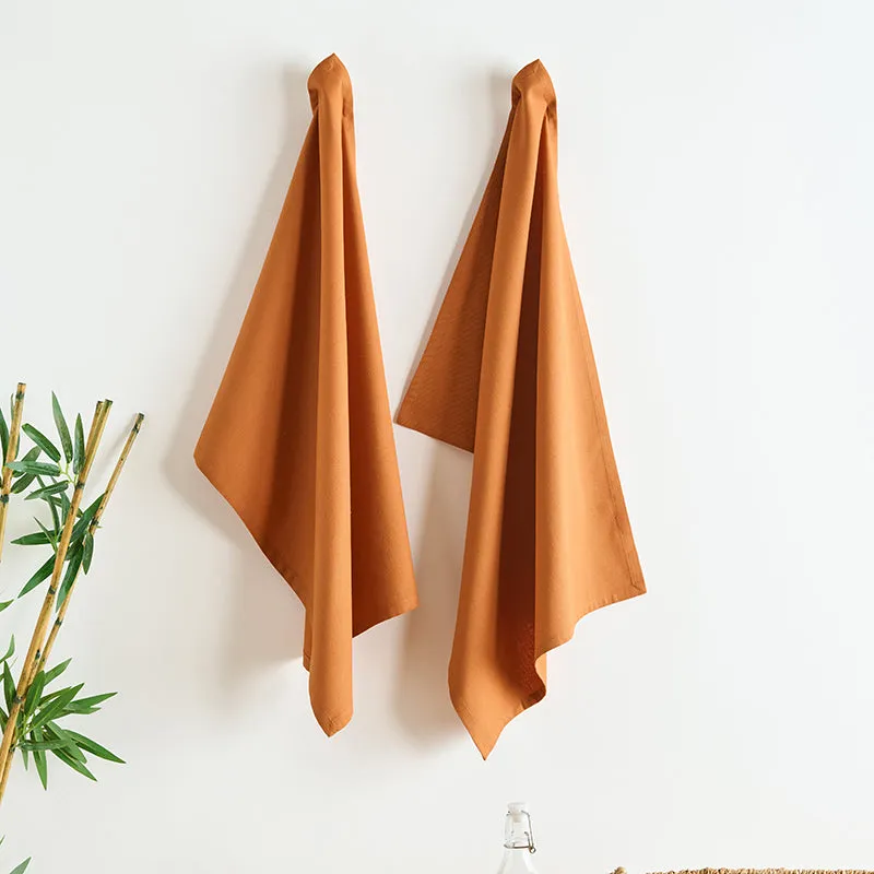 Sophistitch Solid Cotton Kitchen Towel (Brown) - Set Of Two media 1