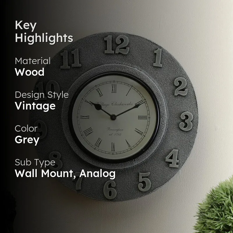 Carved Circular Pattern Wood Wall Clock media 2