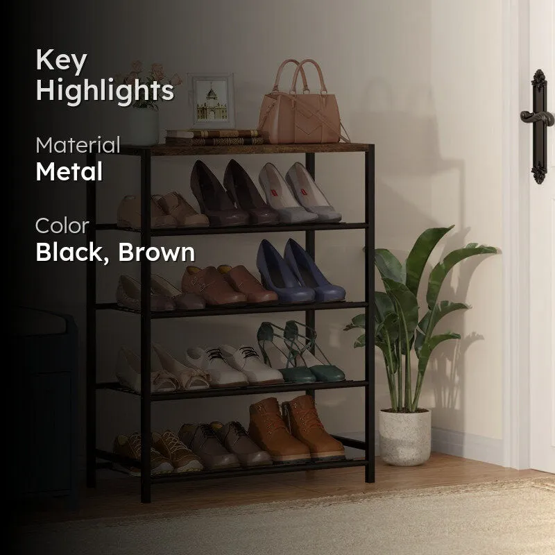 Strong Metal Shoe Rack - Black,Brown media 2