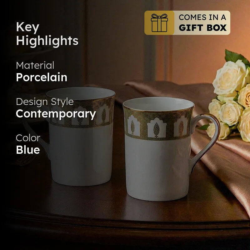 Gilded Chinar Classic 24k Gold Brushed Porcelain Coffee Mug (300 mL Each) - Set Of Four media 2