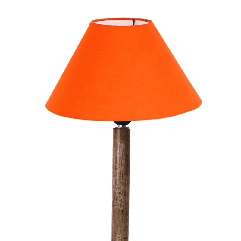 Glow Mesa Table Lamp With Wooden Base - Orange,Brown media 6