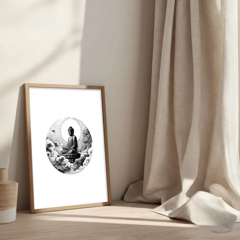 Eternal Peace Buddha Wall Painting With Brown Frame media 3