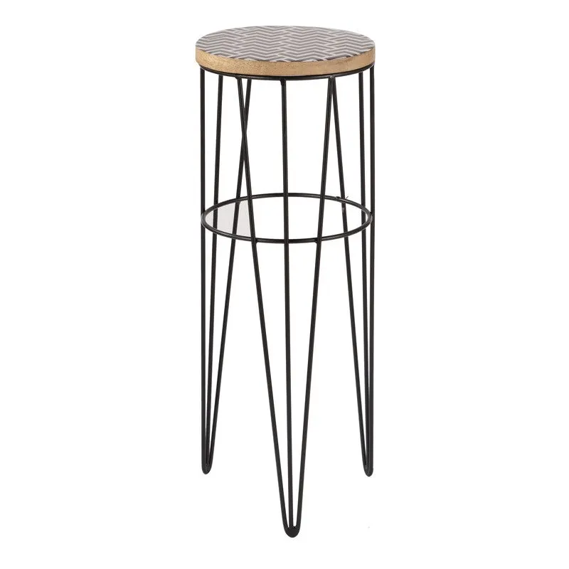 Chevron Pattern Metal Side Table - Black media 3