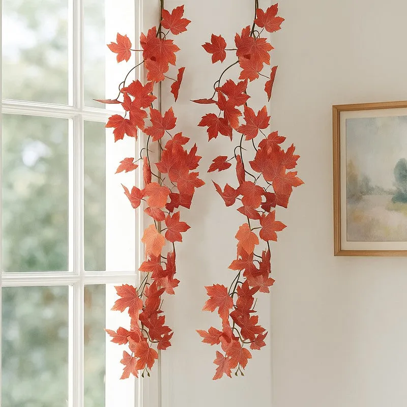 Artificial Orange Maple Leaf Vine - Set Of Two media 3