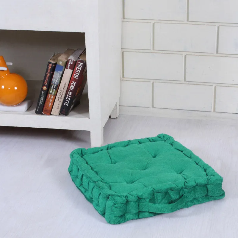 Roe Velvet Floor Cushion - Green media 1