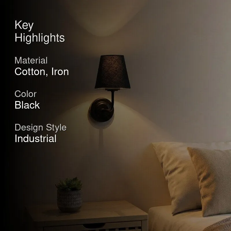 The Ebony Arc Cone Cotton Wall Lamp - Black - 2