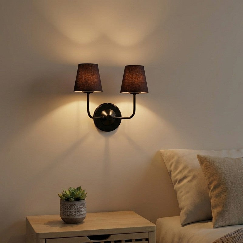 SoftGlow Twin Cotton Wall Lamp - Black