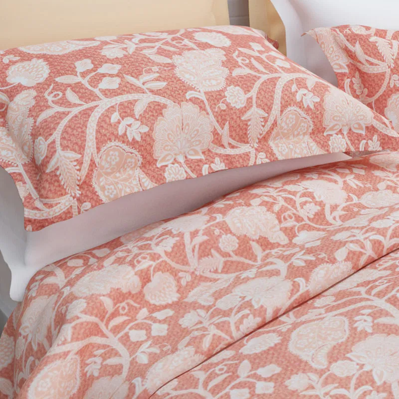 Dream Vines Cotton Bedsheet (Peach) - 144 TC media 6