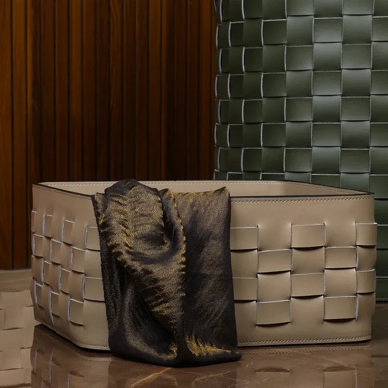 Storvia Faux Leather Storage Basket - Brown media 4