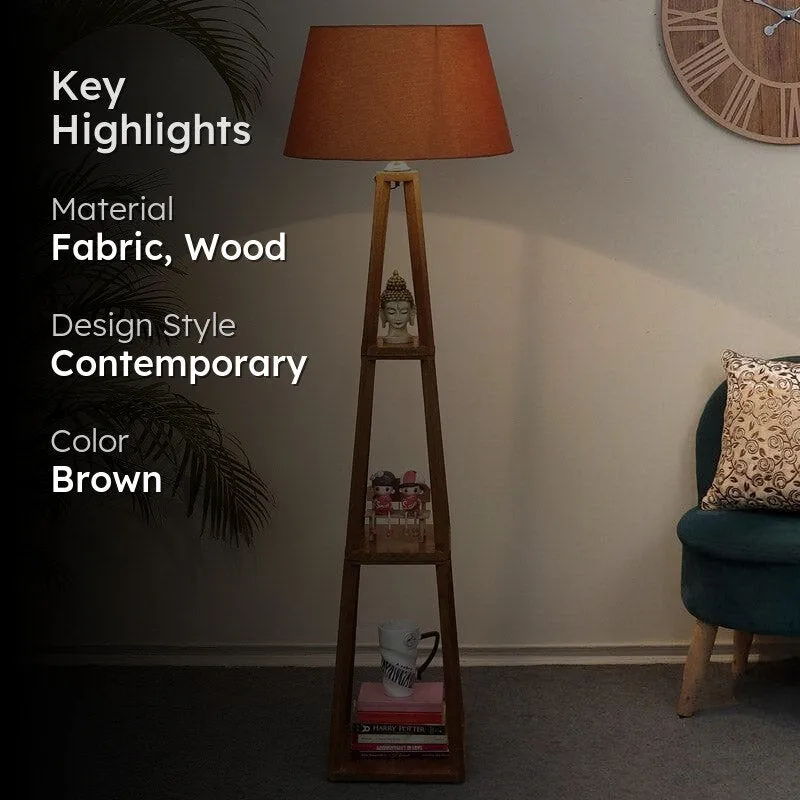 Blace Netima Wooden Floor Lamp With Shelf media 2
