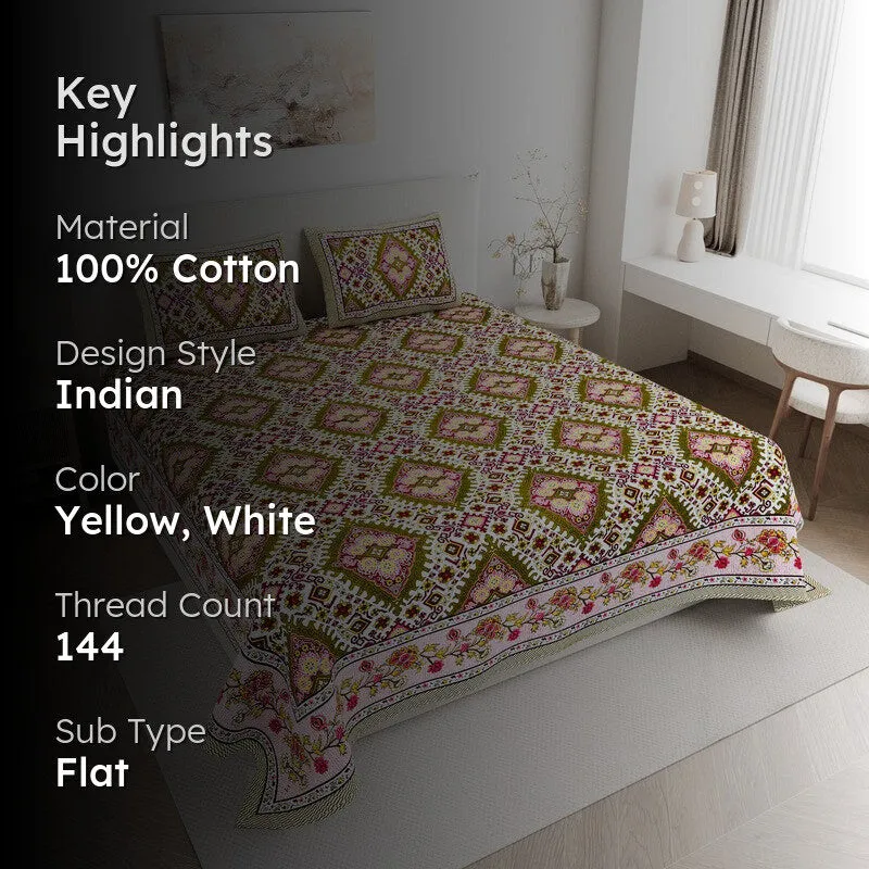 PrestigeSleep Cotton Bedsheet (Yellow) - 144 TC media 2