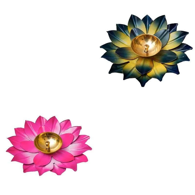 Sacred Bloom Diya- Set Of Two media 4