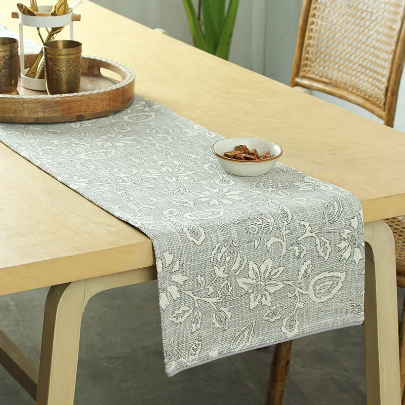 Willow Petal Cotton Table Runner - Grey media 1