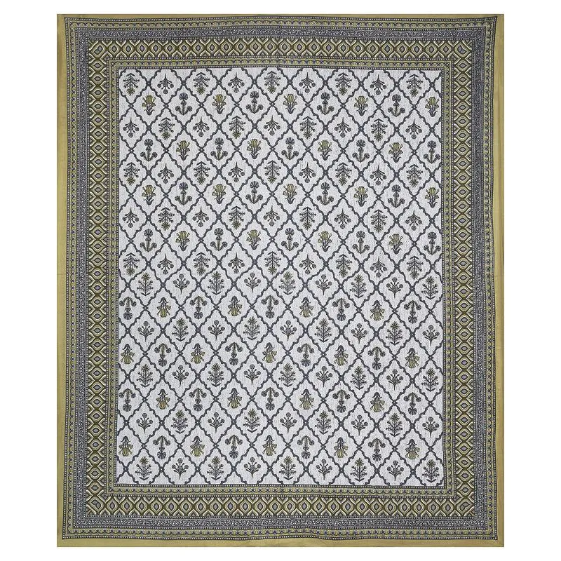 Adhira Ethnic Cotton Bedsheet (Green,White) - 180 TC media 3