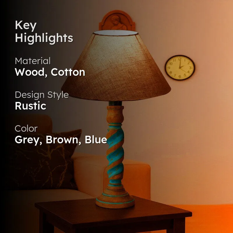 Elara Ziora Wooden Table Lamp - Grey media 2