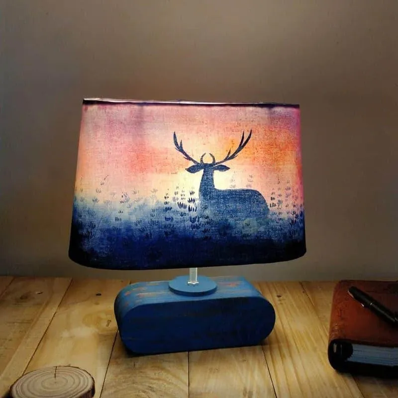 Horizon Glow Handpainted Fabric Table Lamp - Multicolor media 1