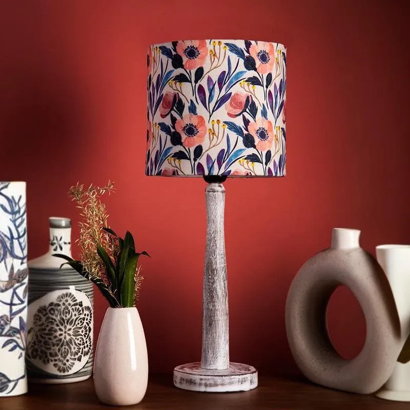 Pastel Party With Wooden Pillar Fabric Table Lamp - Multicolor media 3