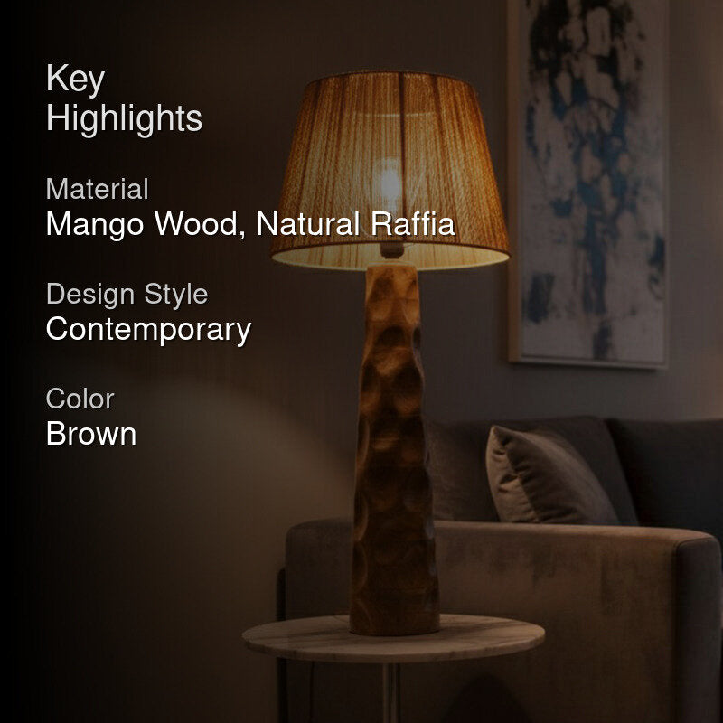 Sculpted Raffia Mango Wood Floor Lamp media 2