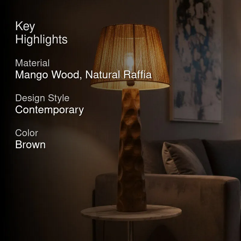 Sculpted Raffia Mango Wood Floor Lamp media 2