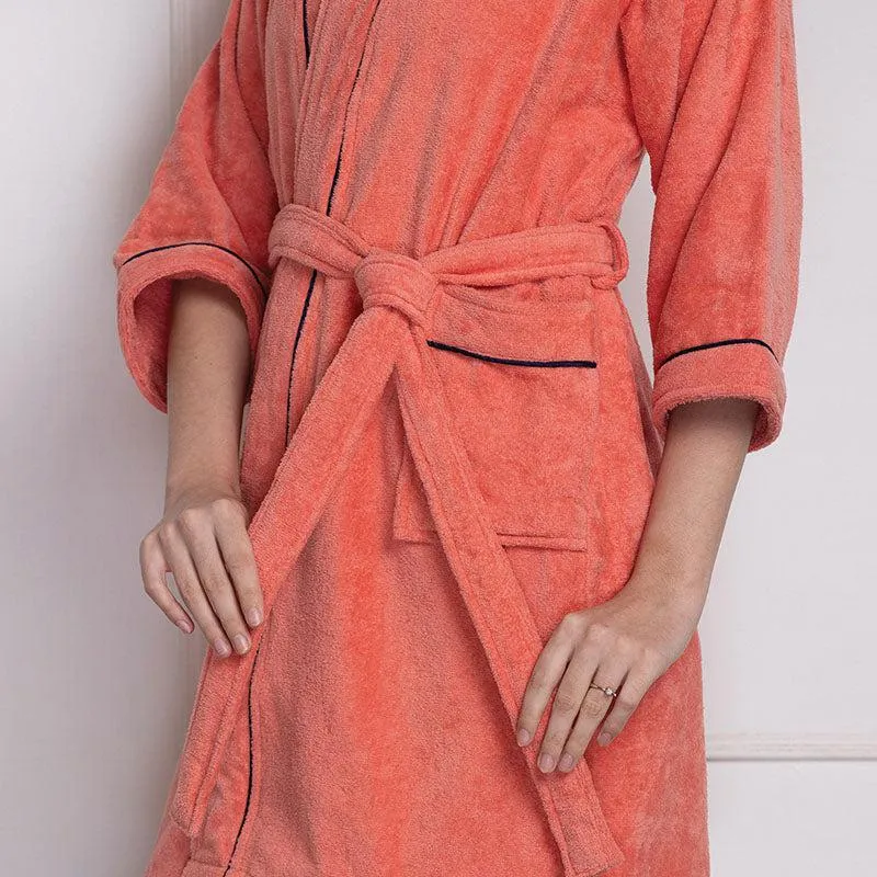 Nautica His & Hers Cashmere Dreams Cotton Bath Robe (Coral) - Set Of Two media 7