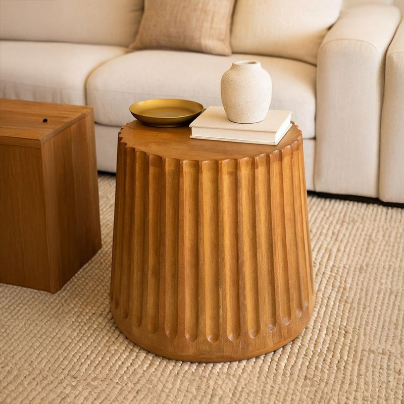 Fluted Natural Mango Wood Coffee Table