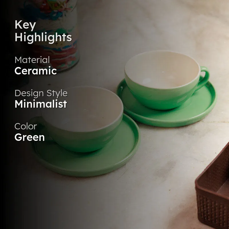 Blush & Brew Cup & Saucer (Mint/320 mL) - Four Piece Set media 2
