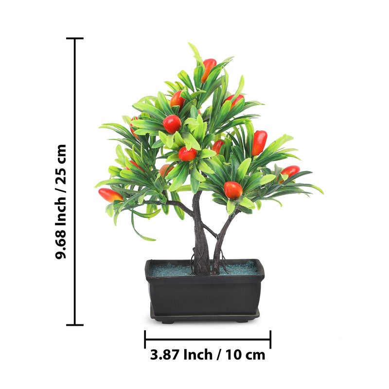Leafora Lemon Artificial Plant With Plastic Pot(Red) - 0.8 Feet media 7