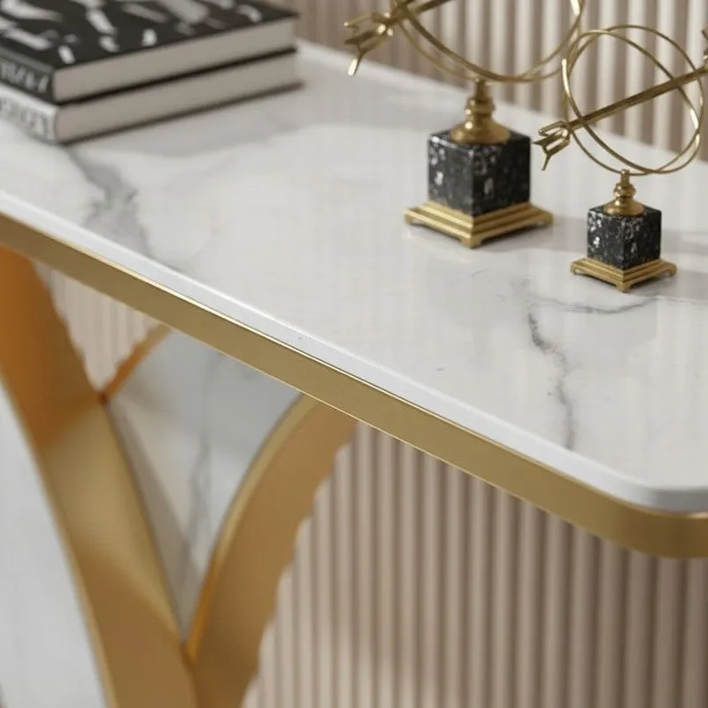 X Base Metal Console Table with Marble Base - Medium media 3