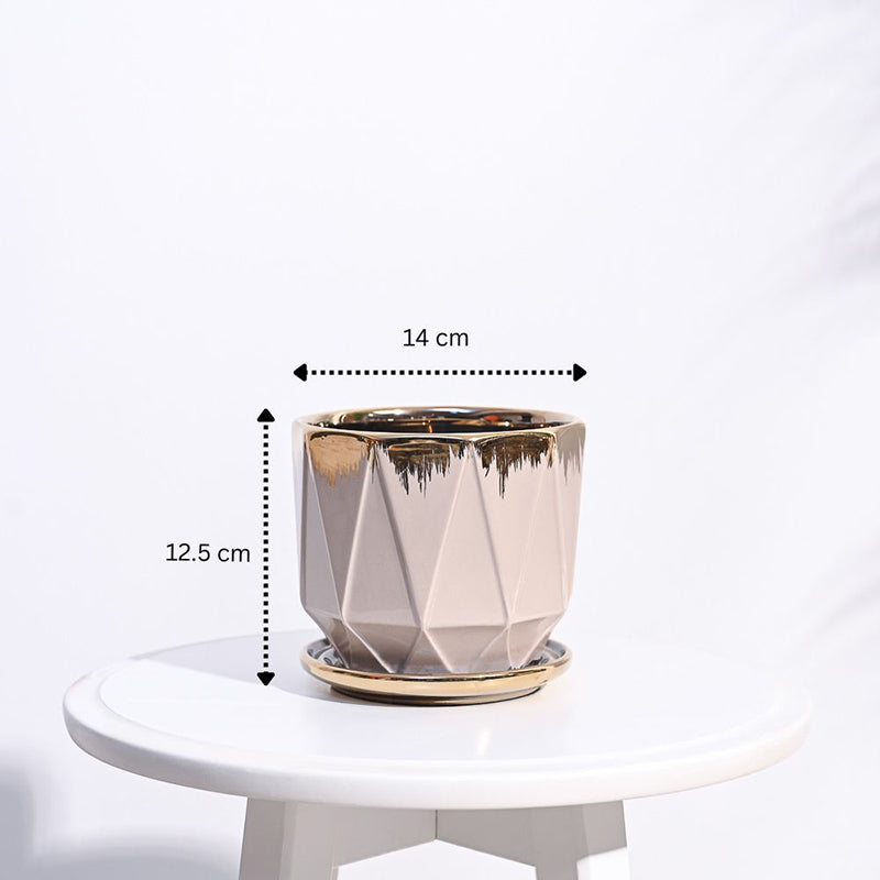 Ugaoo Geometri Ceramic Planter - Beige media 6