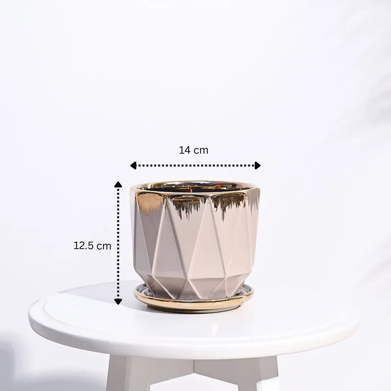 Ugaoo Geometri Ceramic Planter - Beige media 6