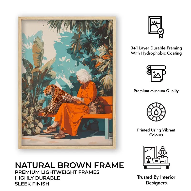Leopard Lore Canvas Wall Painting - Brown Frame media 10