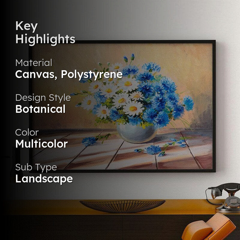 Bouquet Of Flowers Canvas Wall Painting - Black Frame media 2