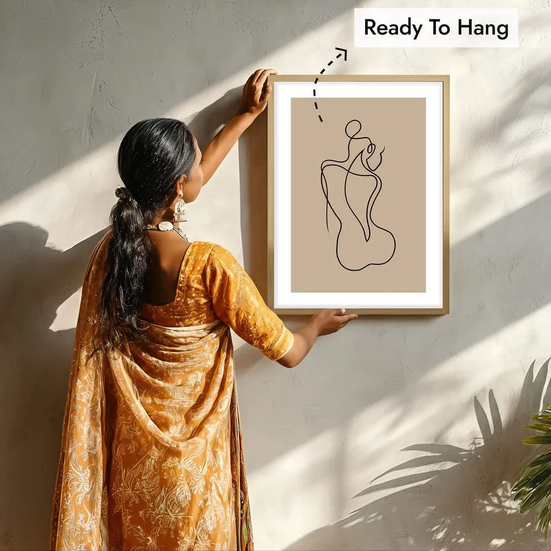 Vellum Nude Canvas Wall Painting With Brown Frame media 7