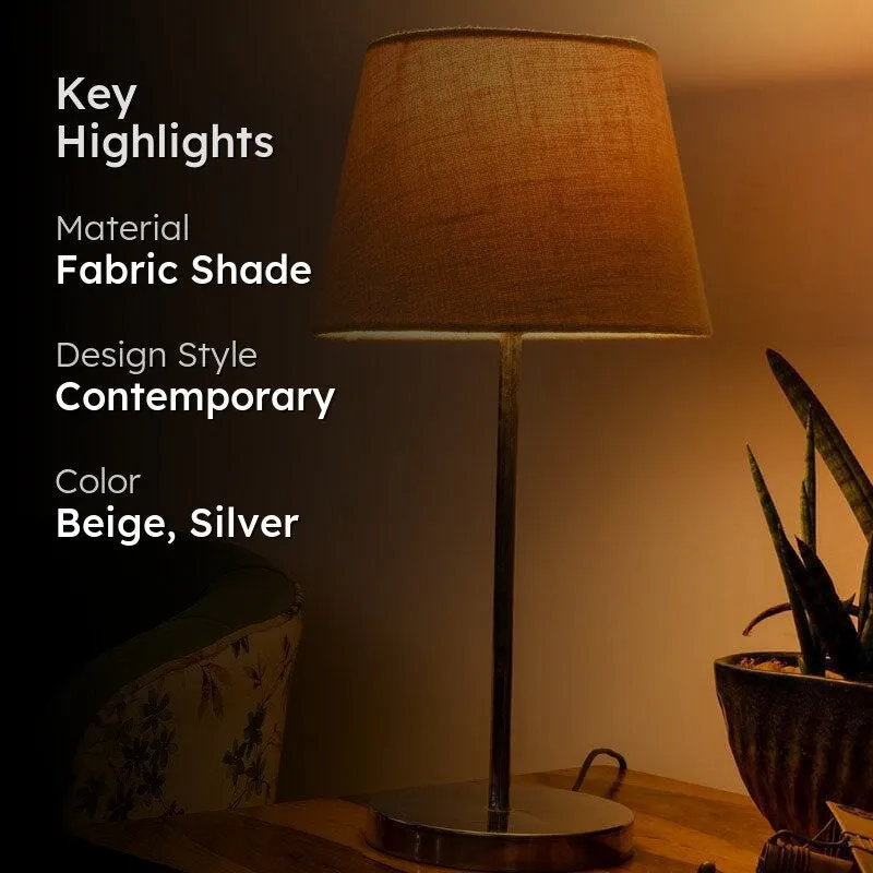 Classy With Twist Metal Chrome Fabric Table Lamp - Beige,Silver media 2