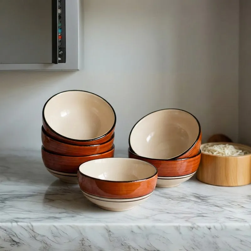 Nibble Ceramic Snack Bowls (Red,White, 200 mL Each) - Set Of Six media 3