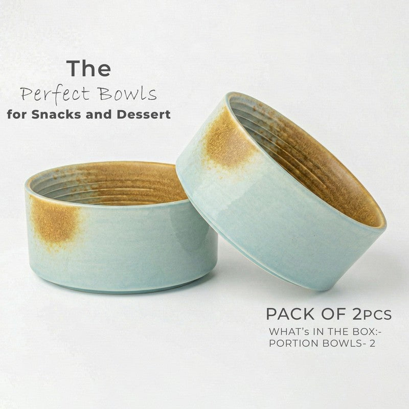 Whimsi Ceramic Soup Bowls (280 mL,Blue,Brown) - Set Of Two media 3