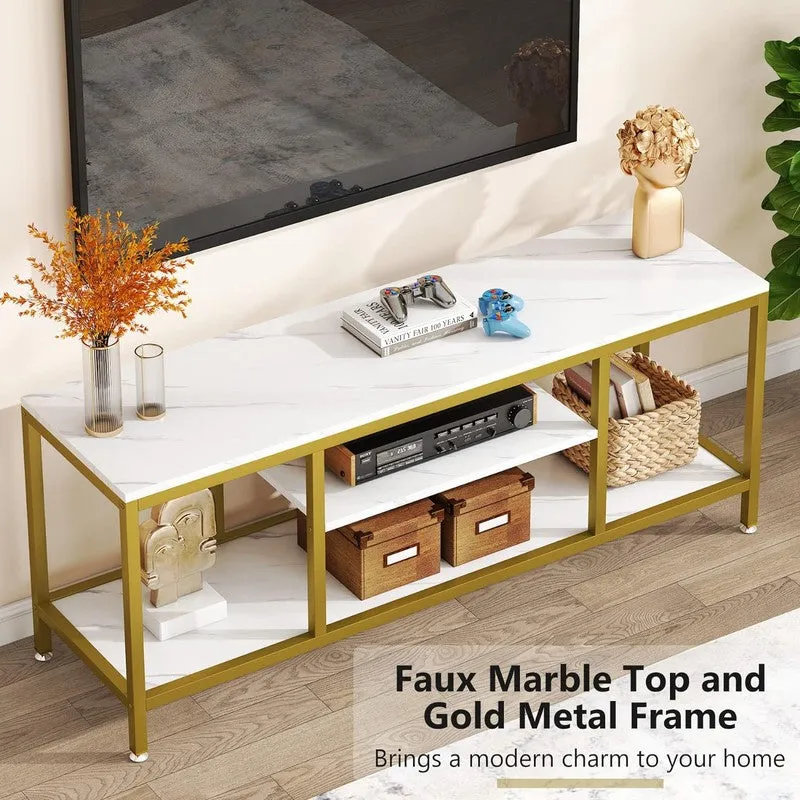 5 Tier Metal Console Table with Marble Top - Large media 3