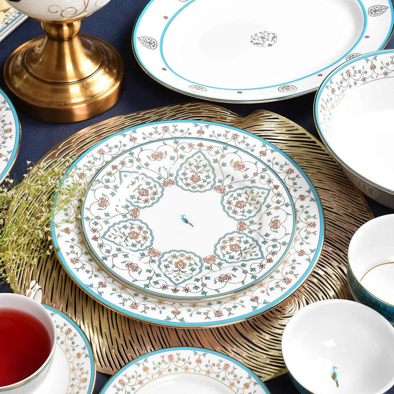 Gilded Mavi 24k Gold Brushed Porcelain Dinner Set - 33 Piece Set media 3