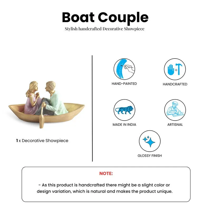 Boat Couple Resin Handpainted Showpiece media 5