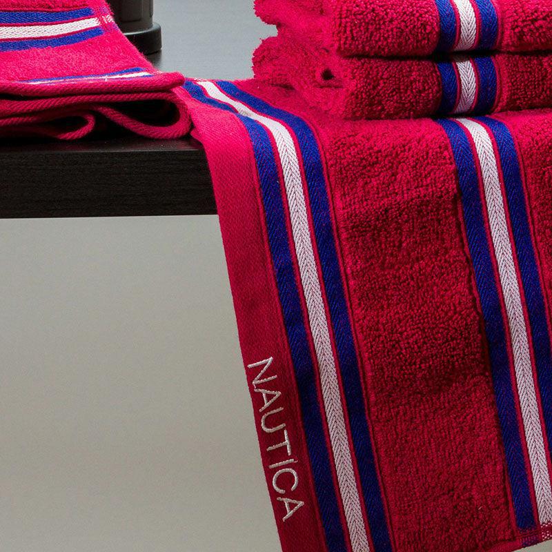 Nautica Dove Dual Down Cotton Hand Towel (Burgundy) - Set Of Four media 3