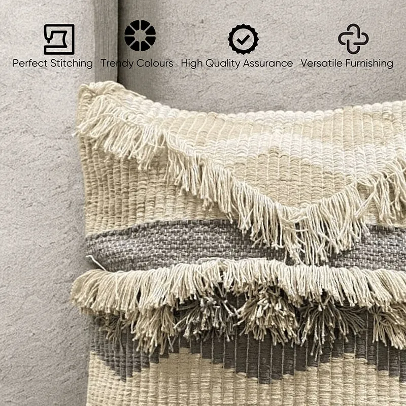 Button Bubble Tufted Cushion Cover (Grey) - Set Of Five media 3