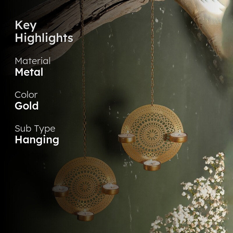 Moksha Tealight Candle Holder (Gold) - Set of Two media 2