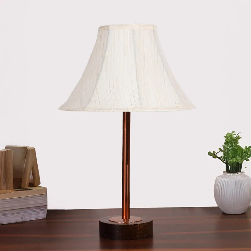 Ceylon Arc Rodin Wooden Table Lamp - OffWhite,Copper,Brown media 3