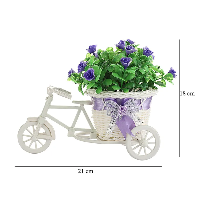 Faux Violet Flower Plant On Mini Cycle Rikshaw media 5