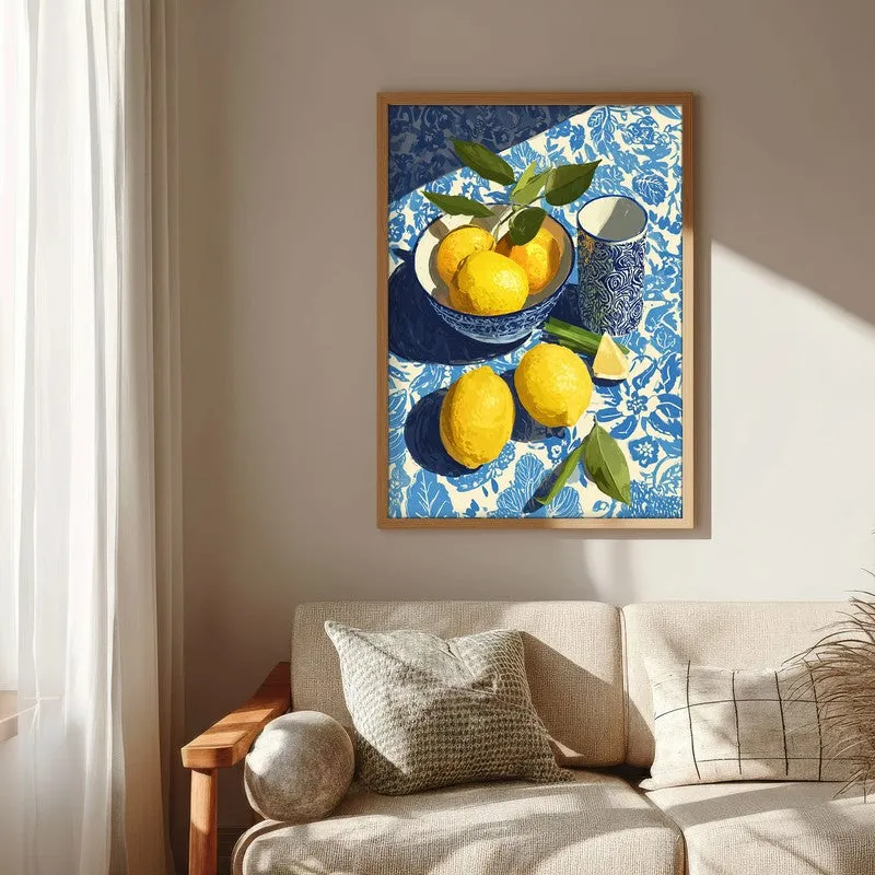 Zestara Lemon Canvas Wall Painting With Brown Frame media 7